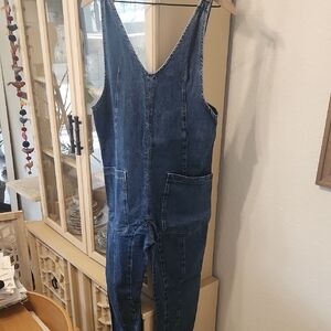 Free People Blue Denim Overalls